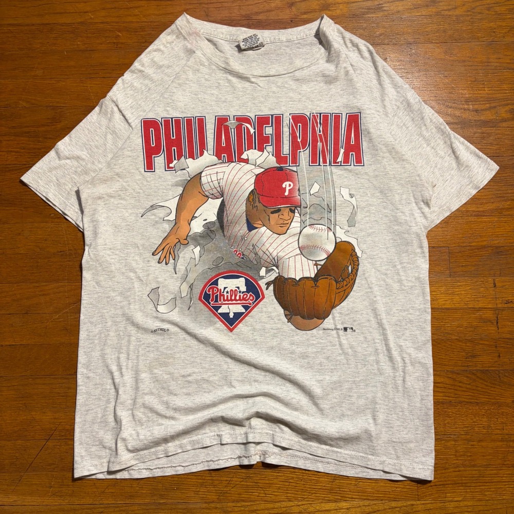 Vintage 90s Nutmeg Philadelphia Phillies Break Through MLB T-Shirt XL Gray